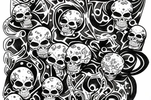 skull in infinity space tattoo idea