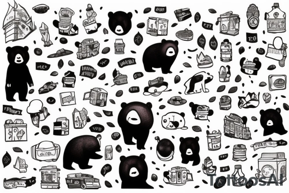 bear in big city tattoo idea