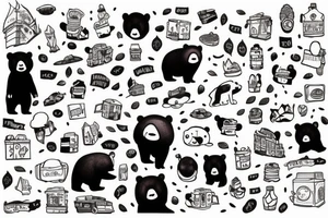 bear in big city tattoo idea