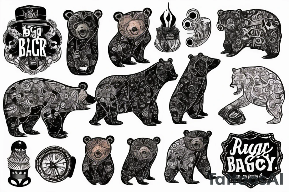 bear in big city tattoo idea