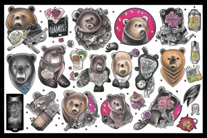 bear in big city tattoo idea