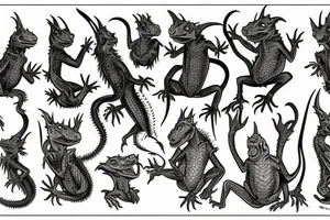 goblin that looks like a lizard fighting darkness tattoo idea