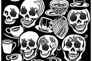 skeleton drinking coffee tattoo idea