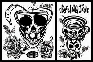 skeleton drinking coffee tattoo idea