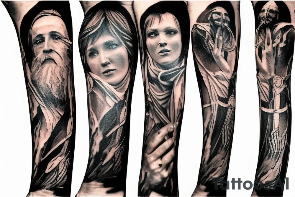 biblical arm sleeve tattoo idea