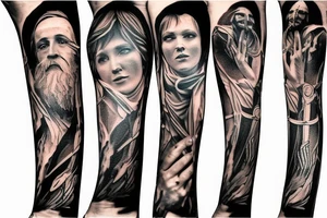 biblical arm sleeve tattoo idea