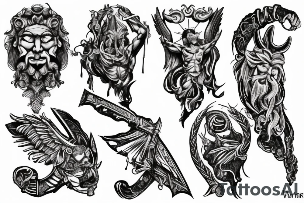 warrior of Christ arm sleeve tattoo idea