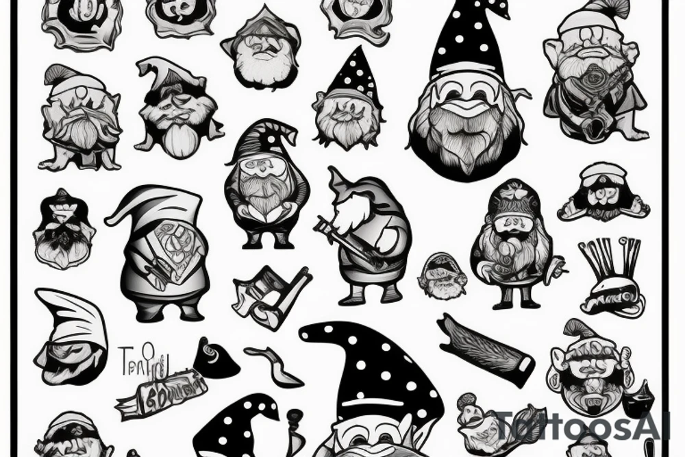 Gnome smoking a joiny tattoo idea