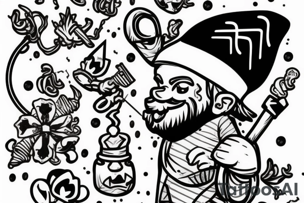 Gnome smoking a joiny tattoo idea