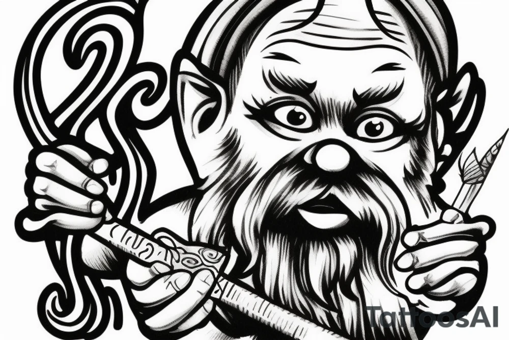 Gnome smoking a joint tattoo idea