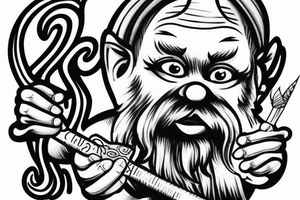Gnome smoking a joint tattoo idea