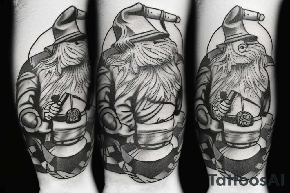 Gnome smoking a joint tattoo idea