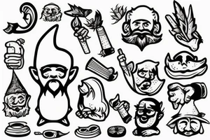 Gnome smoking a joint tattoo idea