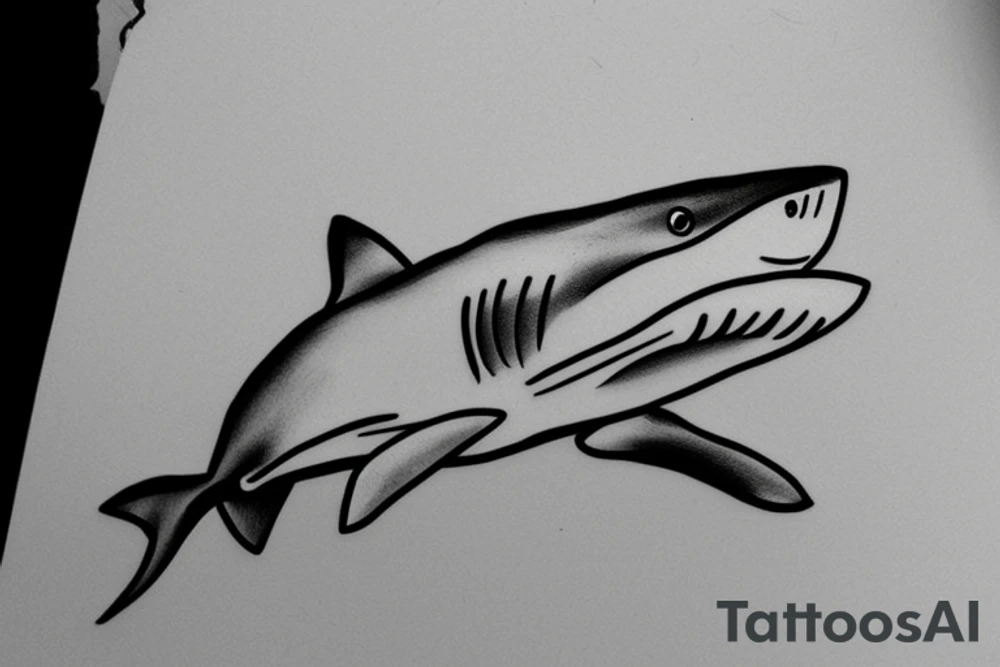 Shark kissing a little mouse tattoo idea
