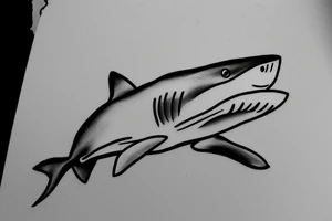 Shark kissing a little mouse tattoo idea