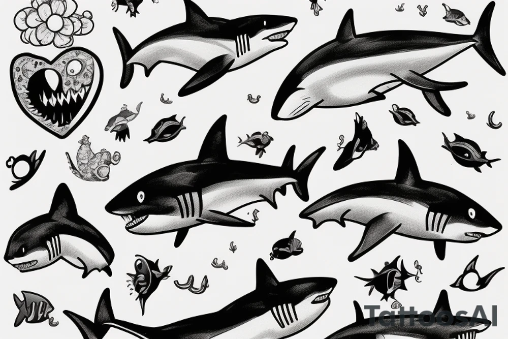 Shark and a mouse in love tattoo idea