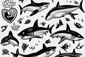 Shark and a mouse in love tattoo idea