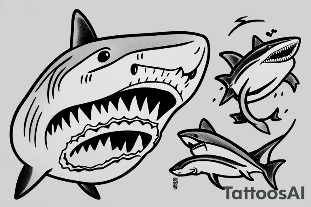 Shark and a mouse in love tattoo idea