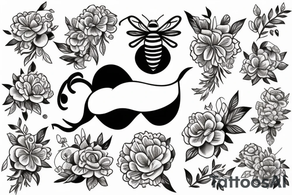 Bee with flowers tattoo idea