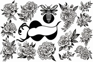 Bee with flowers tattoo idea