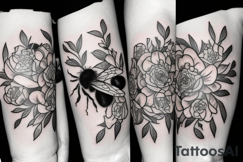 Bee with flowers tattoo idea