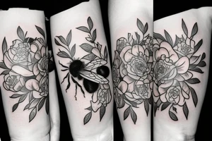 Bee with flowers tattoo idea