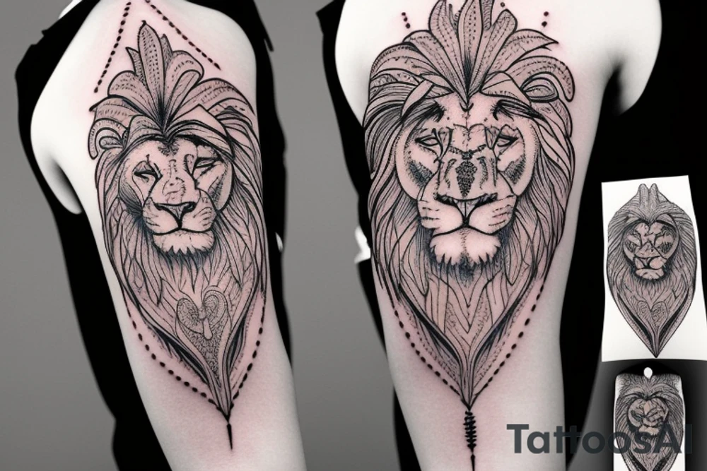 full arm sleeve tattoo with lion head tattoo idea