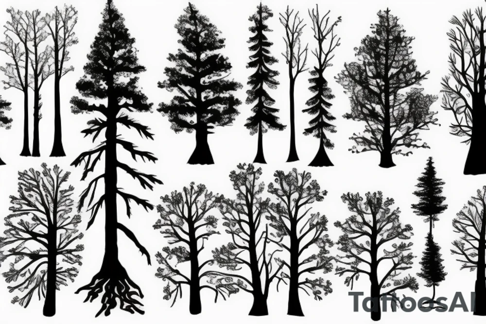 forest image with trees and river tattoo idea