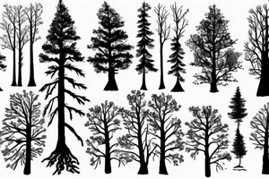 forest image with trees and river tattoo idea