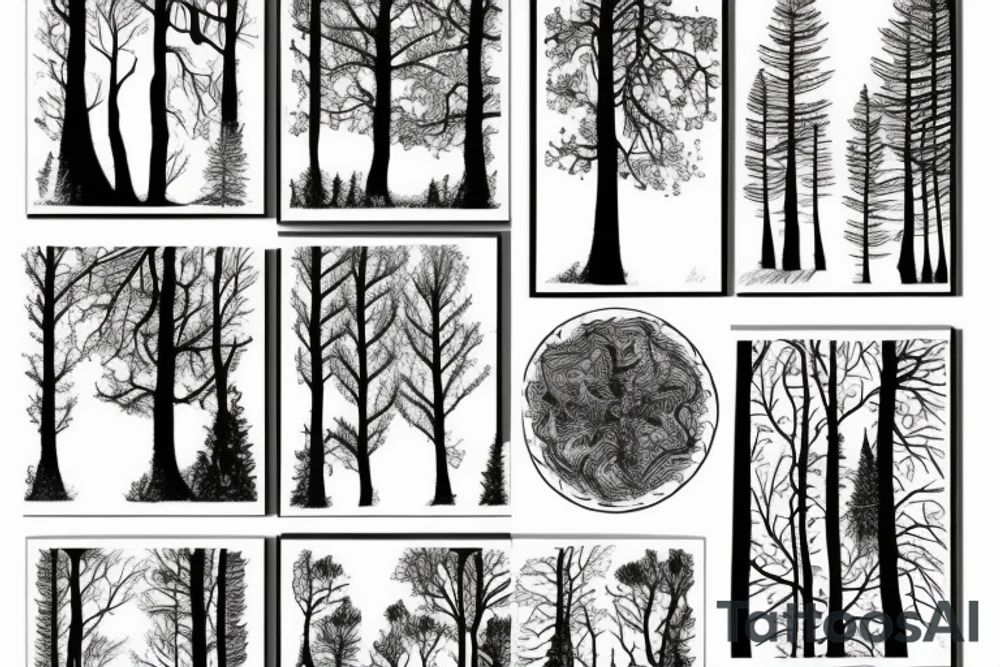 forest image with trees and river tattoo idea
