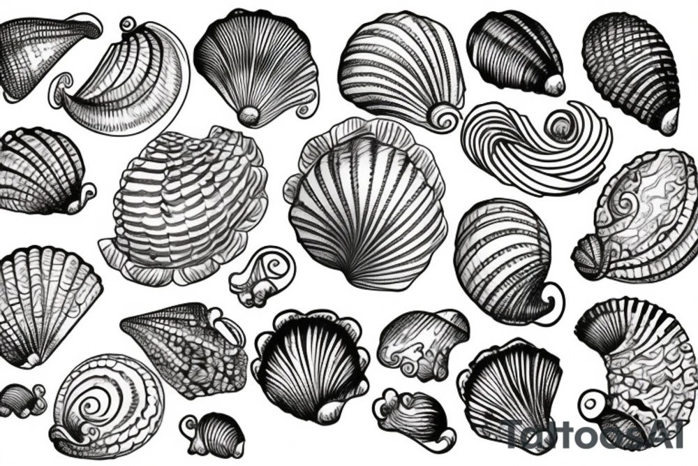 Sea shell with ornaments tattoo idea