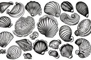 Sea shell with ornaments tattoo idea