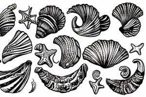 Sea shell with ornaments tattoo idea