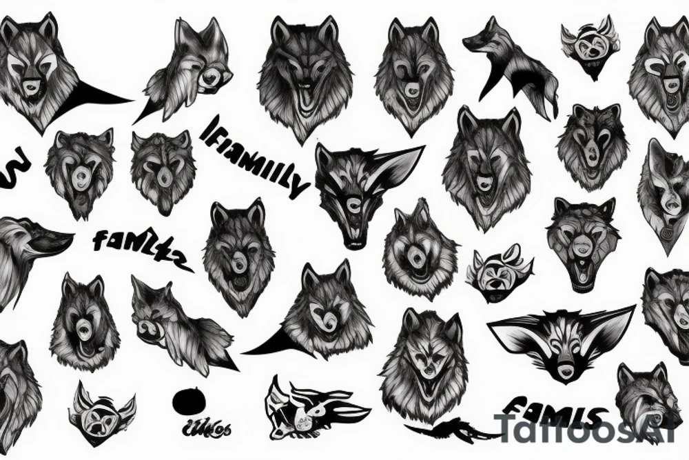 family a 3,abstract,wolfs tattoo idea