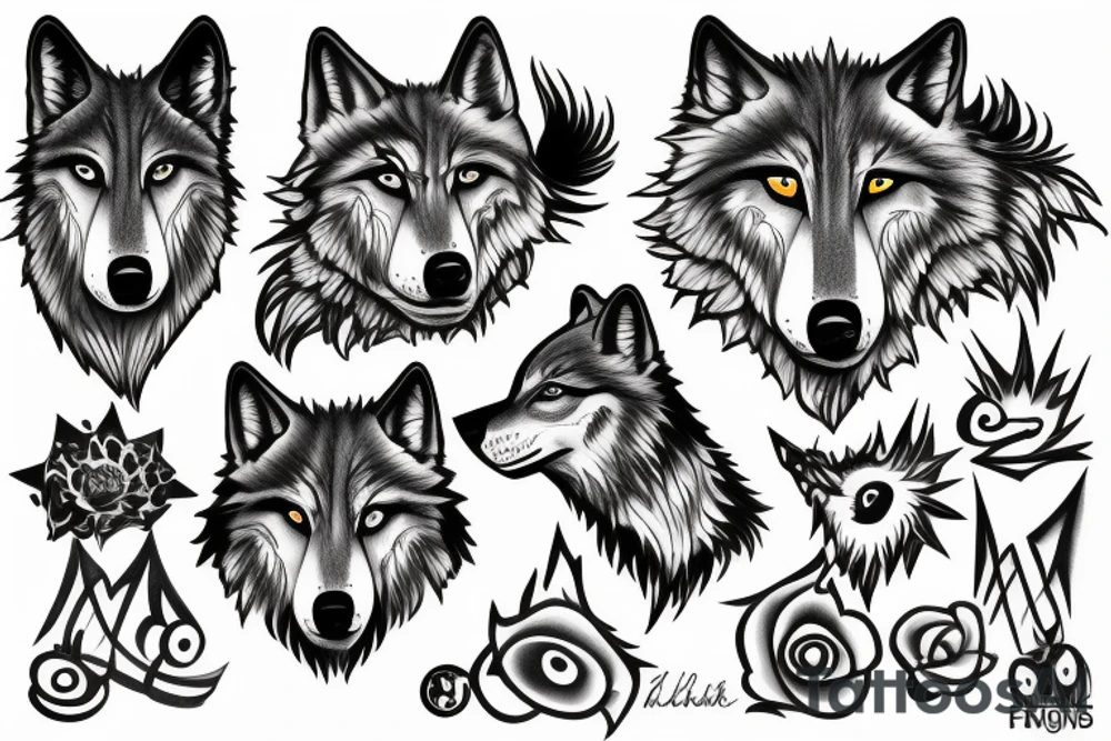 family a 3,abstract,wolfs tattoo idea