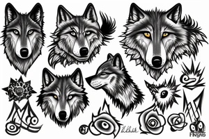 family a 3,abstract,wolfs tattoo idea