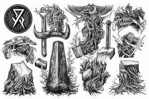 mjolnir, forest, thor tattoo idea