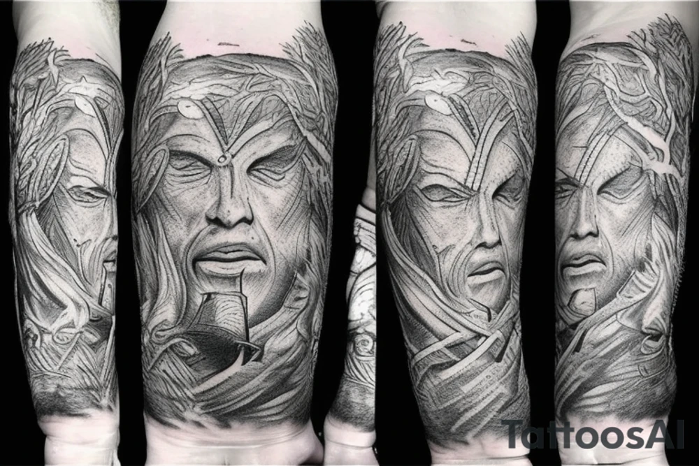 Mjolnir, forest,  god of thunder tattoo idea
