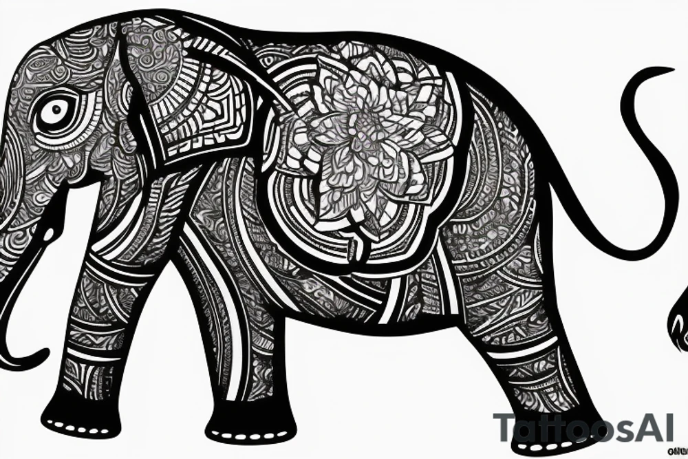 indian elephant with bambou tattoo idea