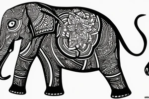indian elephant with bambou tattoo idea