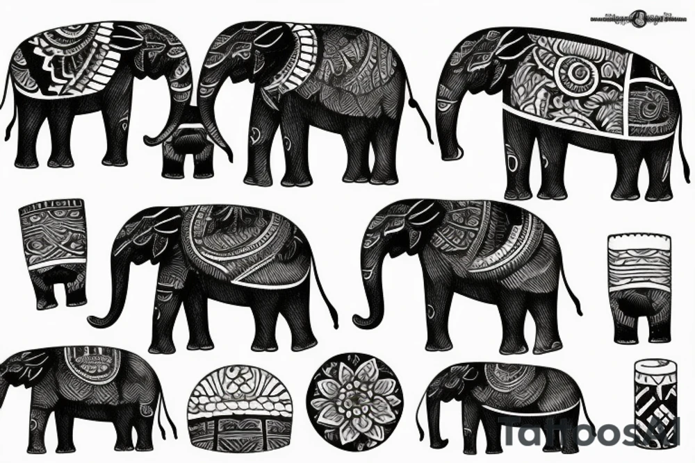 indian elephant with bambou tattoo idea