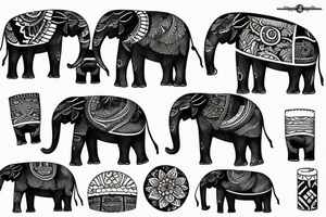 indian elephant with bambou tattoo idea