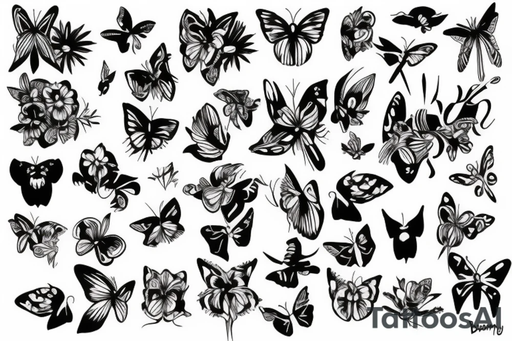 bambou and buterfly tattoo idea