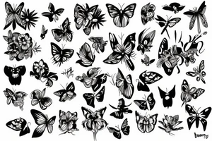 bambou and buterfly tattoo idea