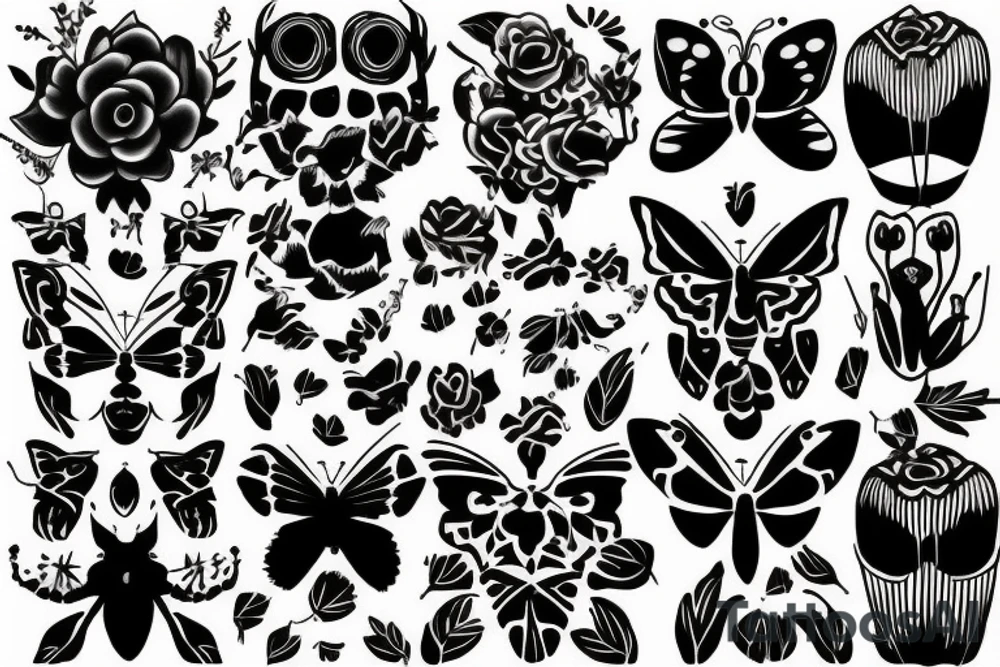 bambou and buterfly tattoo idea