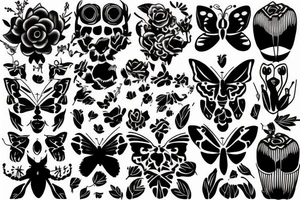 bambou and buterfly tattoo idea