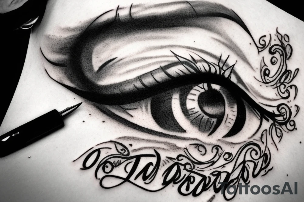Eye with a powerfull quote tattoo idea