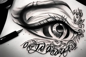 Eye with a powerfull quote tattoo idea