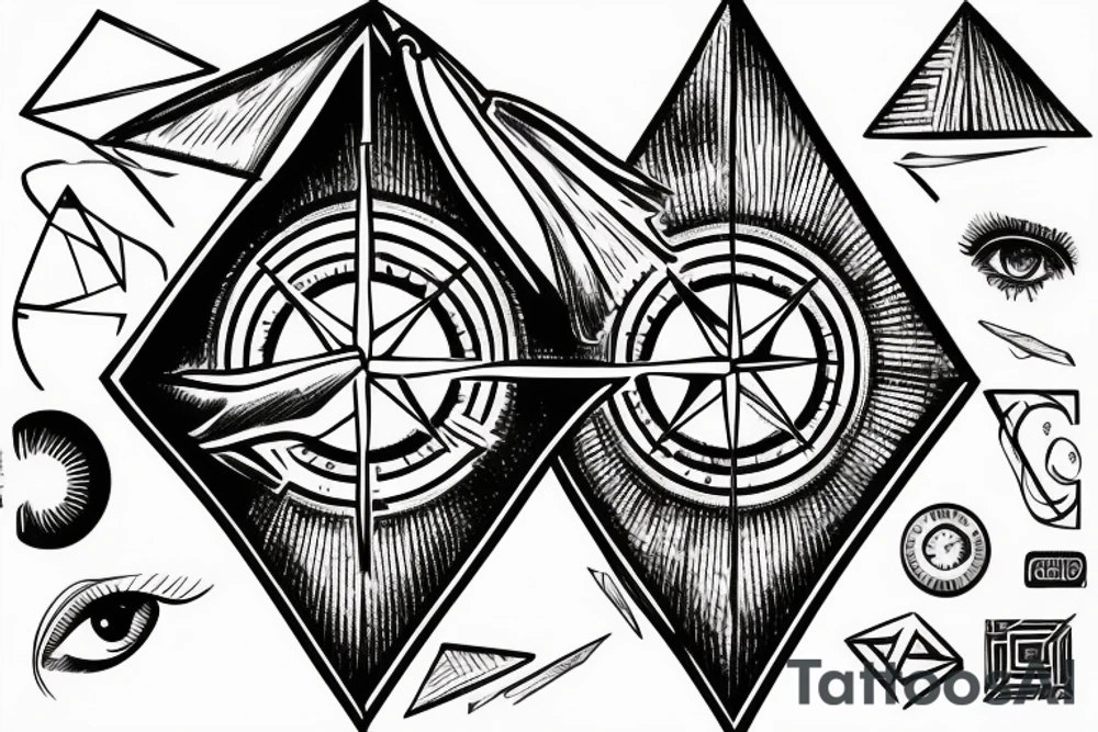 Eye, compass, money and a triangle tattoo idea