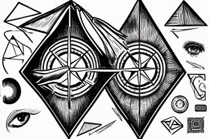 Eye, compass, money and a triangle tattoo idea